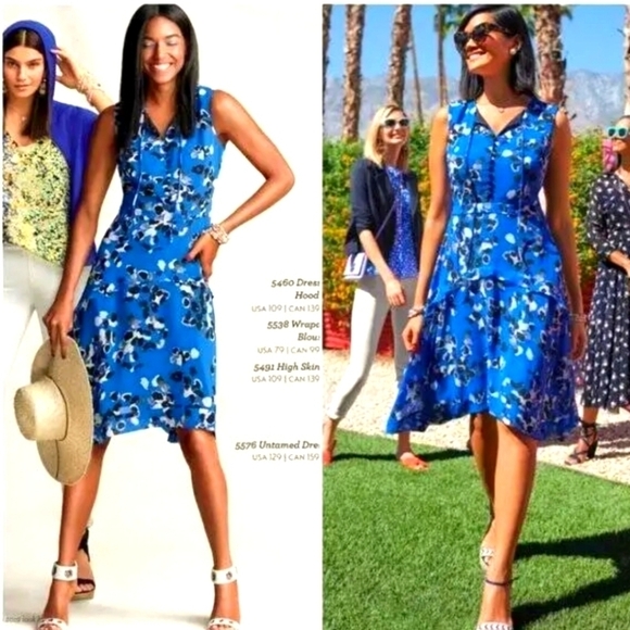 CABI Untamed Electric Blue Floral  Dress in sz medium - Picture 3 of 16